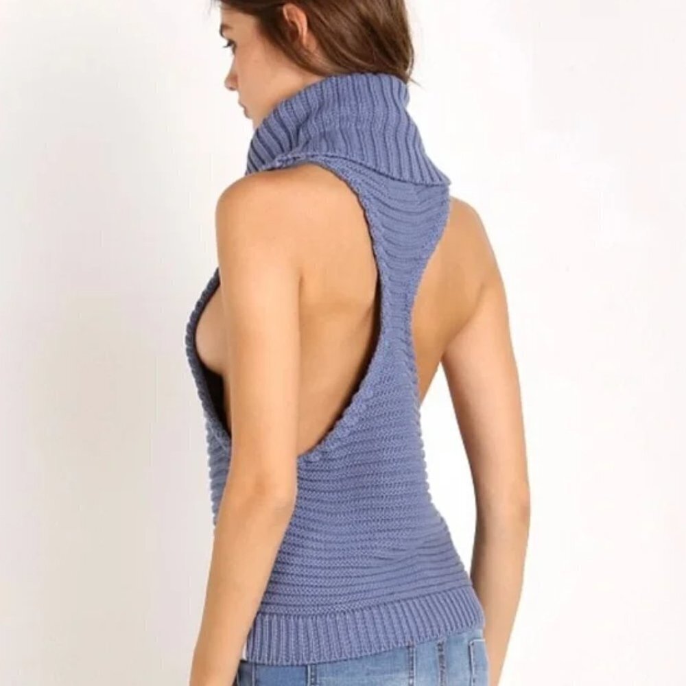 One Teaspoon Turtleneck Knit Sleeveless Sweater Size XS